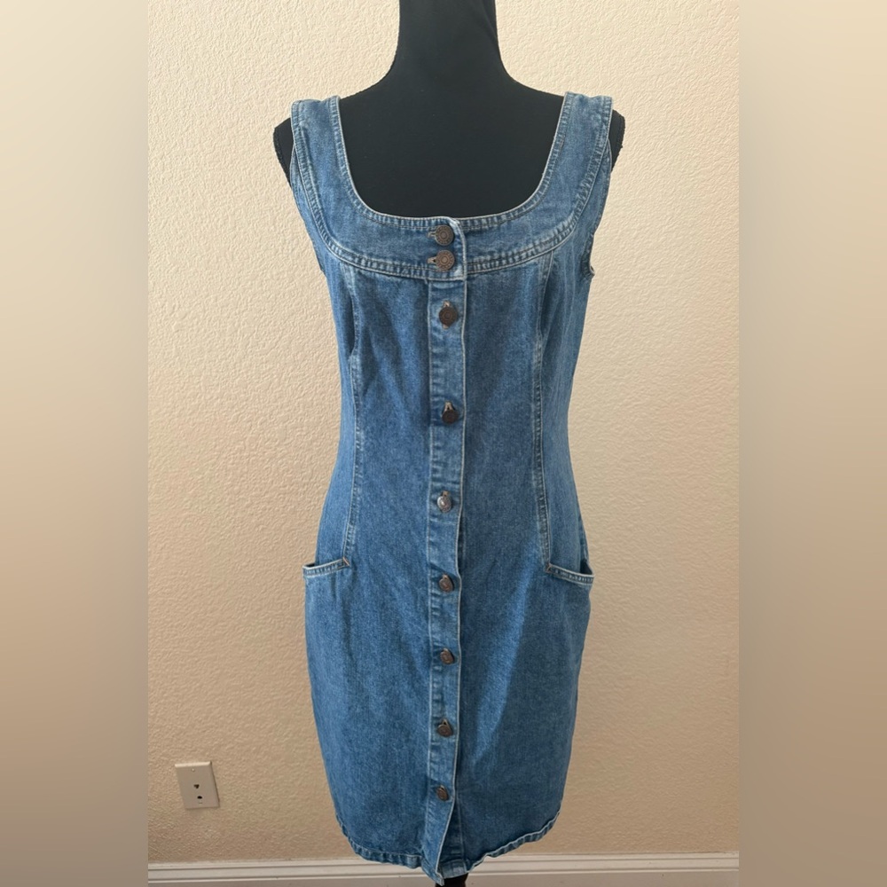 Vintage 80s Banana Republic Button Up Jean Dress Small - Picture 1 of 10
